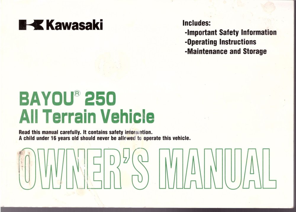 Kawasaki Bayou 250 Owners Manual